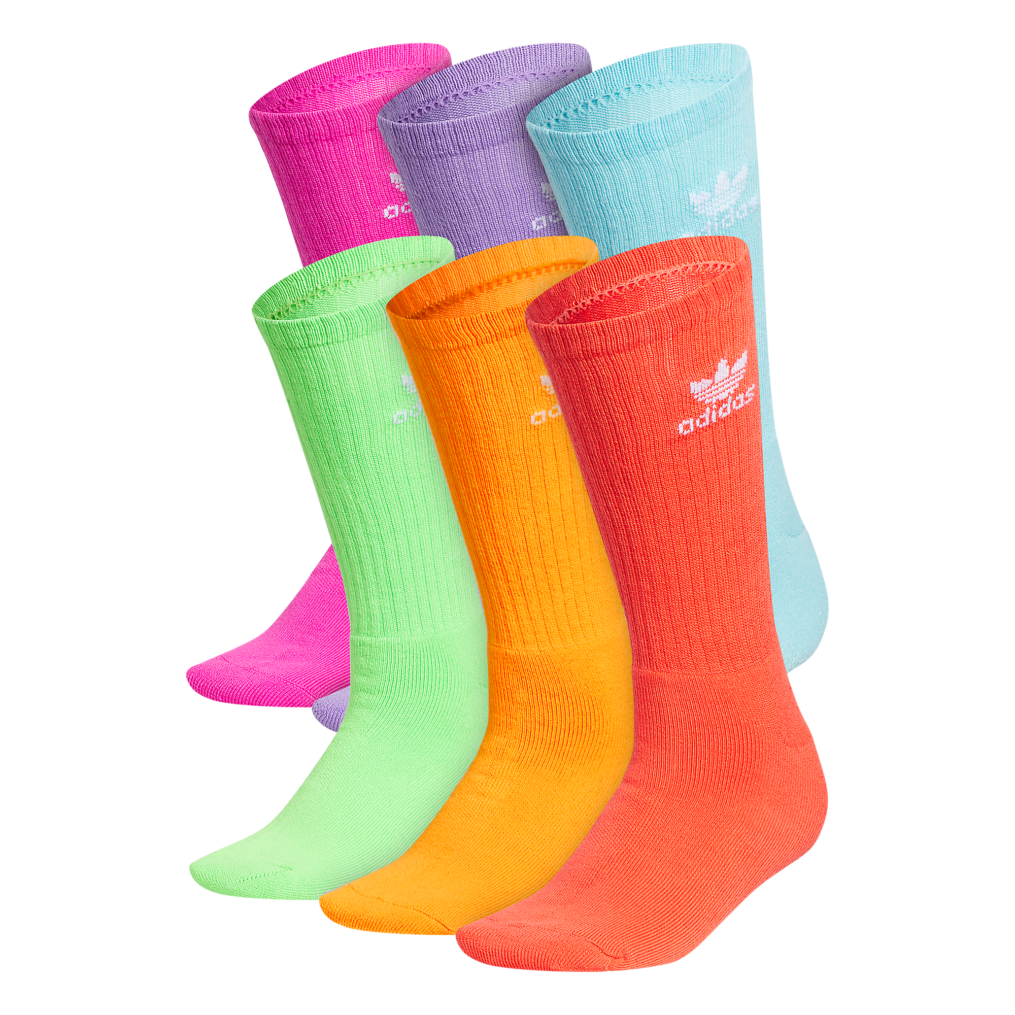 【ADIDAS】 Originals Trefoil 6 Pack Mens Crew Socks adidas Trefoil 6-Pack White & Black Crew Socks | Zumiez